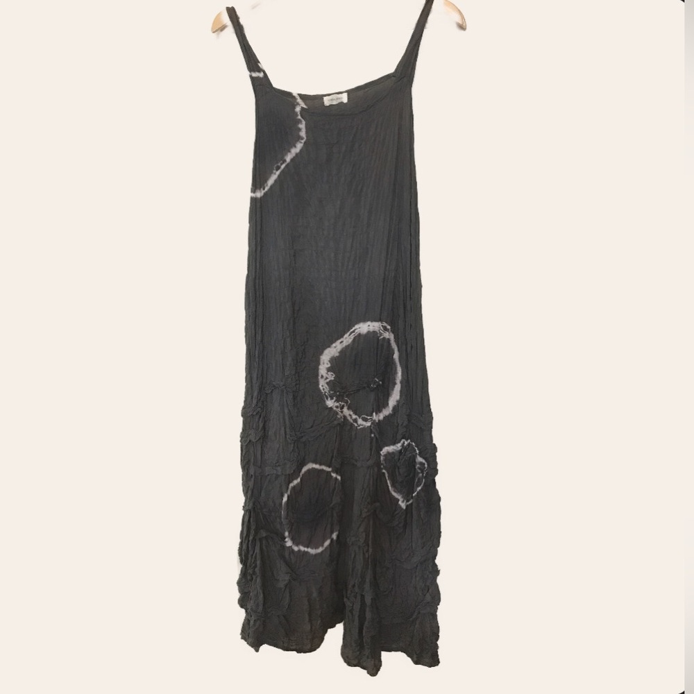 Krista Larson Long Cotton Gray Tie Dye Tunnel Slip Sun Dress